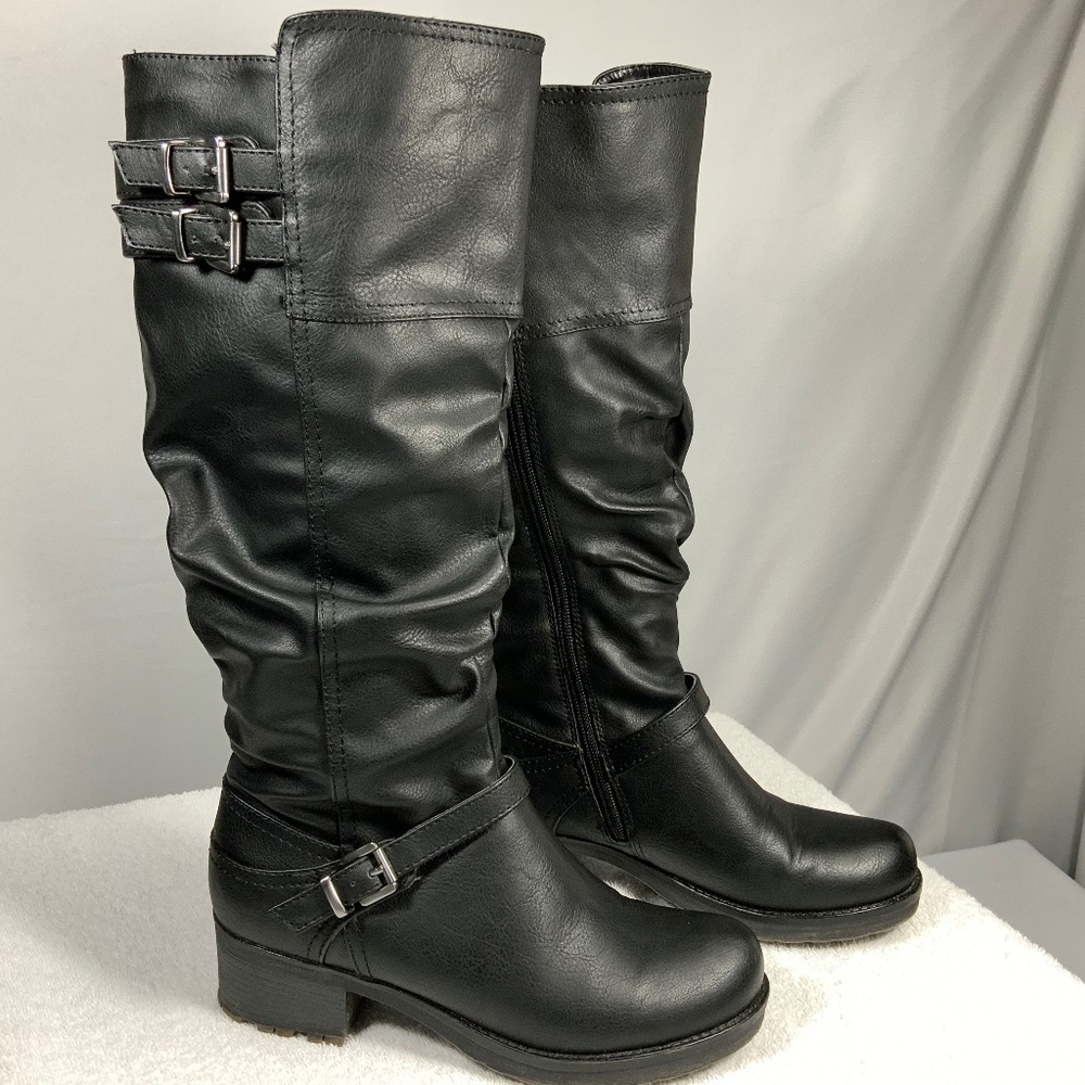 White Mountain Tall Block Boots - Black Size 7.5